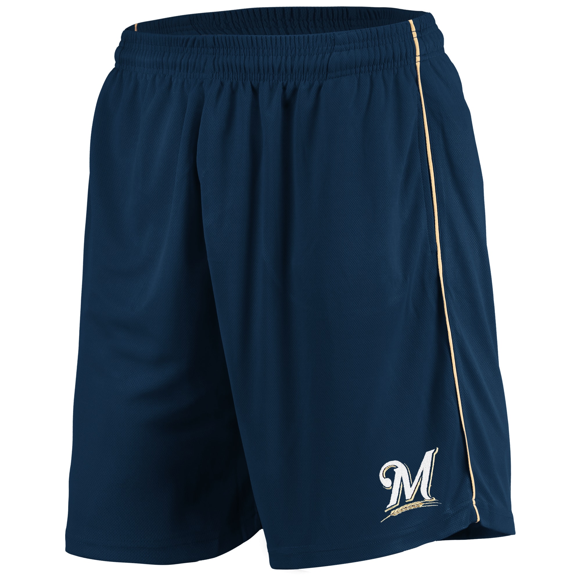 Men's Majestic Navy Milwaukee Brewers Mesh Shorts